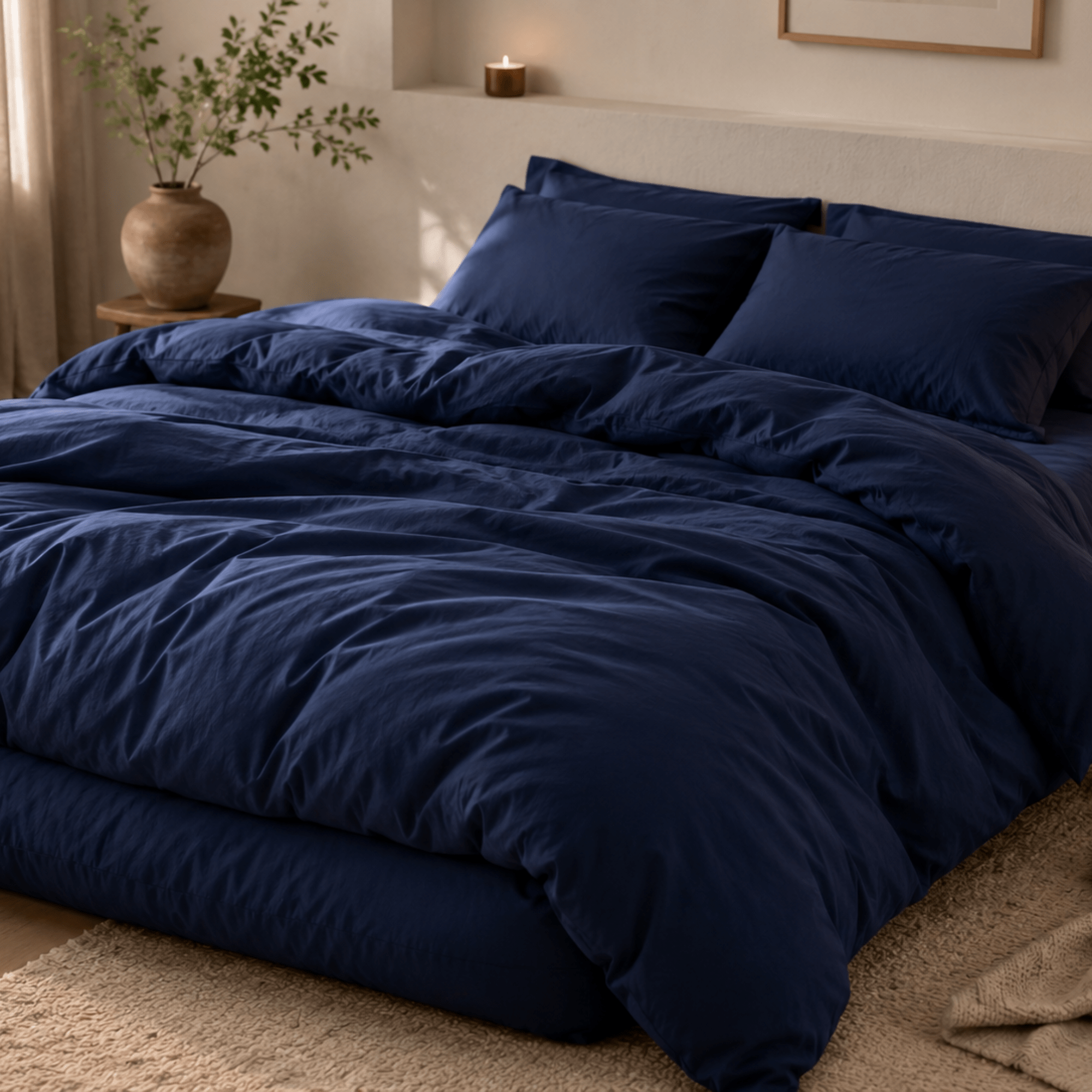 AnAká Organic Cotton Bedsheet- Midnight Indigo Blue - AnAká