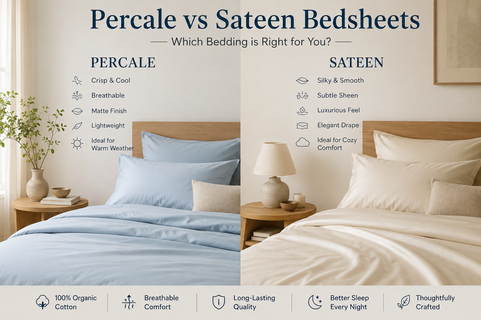 What’s the Difference Between Percale and Sateen Bedsheets? AnAká