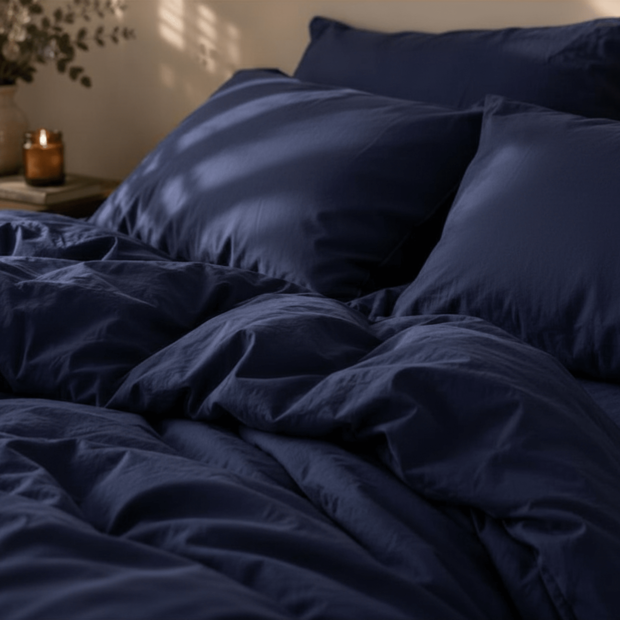 AnAká Organic Cotton Bedsheet- Midnight Indigo Blue - AnAká
